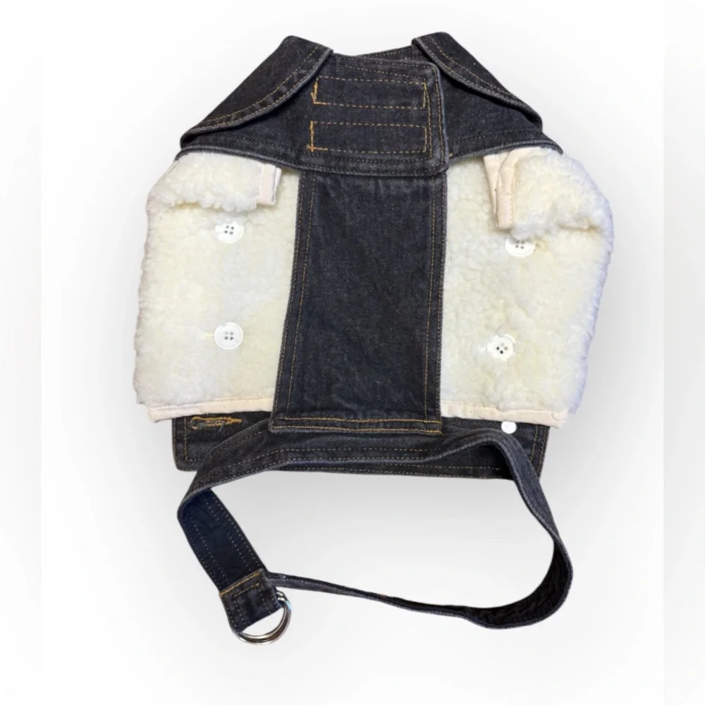 NWOT Doggie Duds Classic Removable Sherpa Lined Denim Vest SZ M